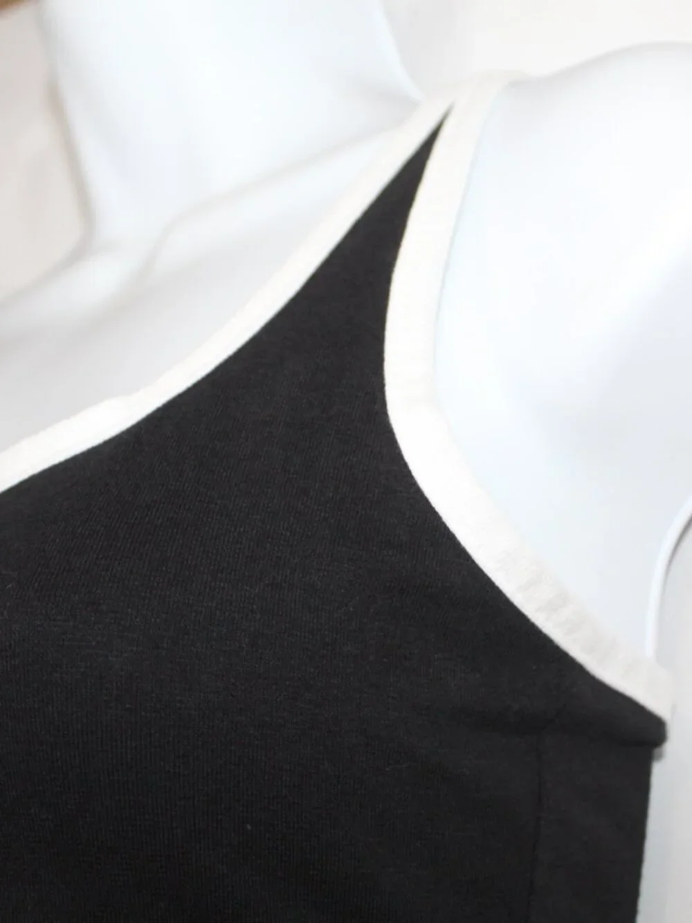 Vintage 90s Styleworks women's black catsuit jumpsuit form fitting white trim